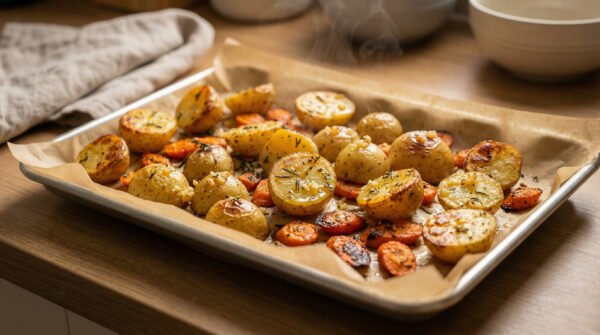 Sarımsaklı Tereyağlı Fırında Mini Patates & Havuç